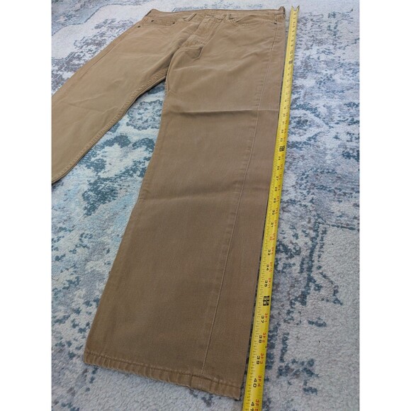 Levi's 505 Regular Fit Medium Wash Beige Men's (Size: 36 x 30) Tan Khakis - Picture 6 of 14